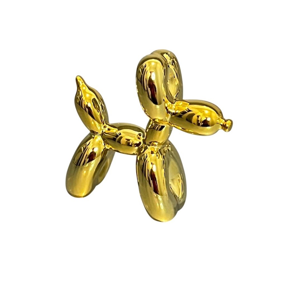 Y2k Resin Balloon Dog Metallic GOLD Glossy Figurine Desk Pop Art Decor Table Top